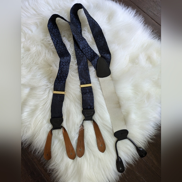 Trafalgar Other - Trafalgar Men's Retro Pattern Blue Diamond Silk Braces Suspenders